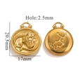 Detail of 18K gold stainless steel Leo zodiac pendant showing front and back dimensions - Virgo / Gold