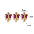 Three tiny golden stainless steel butterfly charms with purple enamel for jewelry making - Butterfly Connector / Purple-Gold