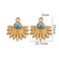 Golden bohemian sunflower pendant with turquoise stone, sized 24mm by 20.5mm for DIY jewelry - Turquoise