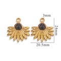 Bohemian gold sunburst charms with black natural stone inlays for DIY jewelry making - Synthetic Black Turquoise