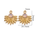 Bohemian gold plated sunflower charm with opal stone and 3mm loop for DIY jewelry - Clear White