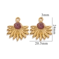 Bohemian gold stainless steel sunflower pendant with purple stone for DIY jewelry making - Purple Gold
