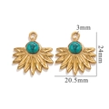 Bohemian gold sunburst pendant with turquoise stone, 24mm size for jewelry making - Dark Turquoise