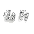 Silver stainless steel fold-over cord end caps for jewelry making, 4mm size - Horizontal Opening 2.4 Spec (Steel Color)