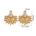 Golden sunburst sunflower charms with white marble stone inserts for jewelry making - Howlite