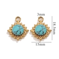 Golden sun-shaped pendant with turquoise stone inlay, dimensions 18.5mm x 15mm - Light Turquoise