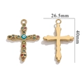Pendentif croix vintage en acier inoxydable doré 18K avec gemmes et l'œil maléfique - Style Mauvais Œil Multicolore (1751) / Grand