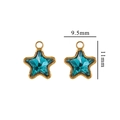 Pair of gold-plated stainless steel star charms with blue crystal inlay, 9.5x11mm size - Small / Small-Sky Blue