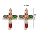 Pendentif croix en acier inoxydable plaqué or 18 carats avec pierres précieuses et cristaux - Style Gemmes Mixtes (1750) / Standard