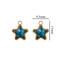 Star-shaped golden pendant with blue crystal inlay, 9.5mm wide and 11mm high - Small / Small-Lake Blue