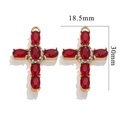 Pendentif croix en acier doré 18K avec pierres rouges, dimensions 18,5x30mm - Style Gemme Rouge Vin (1750) / Standard