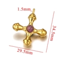 Ciondolo a croce in acciaio al titanio dorato con pietra viola, 34,5mm per 29,5mm - Ametista