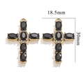 Pendentifs croix en acier plaqué or 18K avec pierres noires et zircons brillants - Style Gemme Noir (1750) / Standard