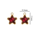 Star-shaped red crystal charm in gold setting for DIY jewelry making, 9.5x11mm size - Small / Small-Red