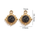 18K gold plated sunburst pendant with black natural stone and 18.5x15mm dimensions - Synthetic Black Turquoise