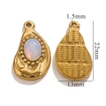 Colgante de gota de acero inoxidable dorado con piedra blanca para joyería - Blanco Claro