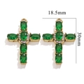Exquisite 18K gold plated stainless steel cross pendant with green gems and white zircons - Dark Green Gemstone Style (1750)