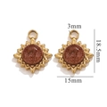 18K gold plated sun pendant with brown star stone inlay and precise dimension markings - Brown Sandstone