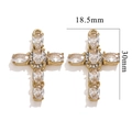 Elegant 18K gold-plated stainless steel cross pendants with oval faceted crystals - White Gemstone Style (1750)