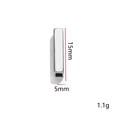 Polished silver rectangular tube bead 15x5mm for DIY jewelry making and beading - 15mmx5mm / Steel
