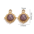 18K gold plated stainless steel sun pendant with purple stone, 18.5mm x 15mm size - Pale Purple