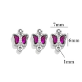 Silver stainless steel butterfly connector with purple crystals for DIY jewelry making - Butterfly Connector / Purple-Steel Color