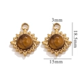 18K gold plated stainless steel sun pendant with natural tiger eye stone, size 15x18.5mm - Tiger Eye Stone