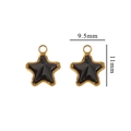 Coppia di ciondoli a stella da 9,5 mm in acciaio dorato con inserti neri - Nero Piccolo