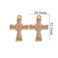 Exquisite 18K gold plated stainless steel cross pendant with pink enamel and white crystals - Pink Enamel Rhinestone Style (1749)