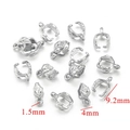 Silver leaf shaped stainless steel pendant pinch bails for DIY jewelry making - Leaf Vein Style (1826-2) / Silver