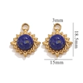 Pair of 18K gold plated sun pendants with blue natural stone inlays and size labels - Lapis Lazuli