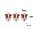Three red crystal butterfly charms in stainless steel for DIY jewelry making - Butterfly Connector / Red-Steel
