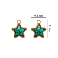 Ciondolo a stella in acciaio inossidabile dorato con cristallo verde smeraldo lucido - Piccolo-Verde Scuro