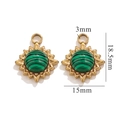 18K gold plated sunburst pendant with green striped malachite for DIY jewelry - Malachite