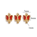Golden stainless steel butterfly charm with red crystal for DIY jewelry making 7x6mm - Butterfly Connector / Red-Gold