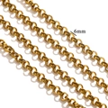 6mm wide golden stainless steel rolo chain DIY craft accessory with polished finish - Priced Per Meter / Gold
