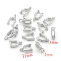 Pack of 11mm stainless steel pendant pinch bails for DIY jewelry making in silver finish - Double Pointed Buckle Style (1826-5) / Silver
