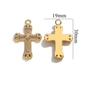 Elegant 18K gold-plated stainless steel cross pendant with purple enamel and 30mm height - Vintage Purple Style (1748)