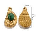Colgante de lágrima de malaquita y acero inoxidable dorado con medida de 22mm - Malaquita