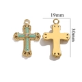 18K gold plated stainless steel cross pendant with blue enamel and zircon detail - Vintage Blue Style (1748)