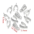 Polished stainless steel pendant pinch bail connector set with 14.5mm size dimensions - Pin Type Bail Style (1826-7) / Silver