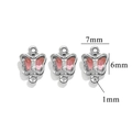 Pink butterfly stainless steel pendant connector with dimensions 7mm by 6mm for DIY jewelry - Butterfly Connector / Pink-Steel