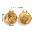 Μενταγιόν Λέων από ανοξείδωτο ατσάλι 18K με ανάγλυφο κεφάλι λιονταριού και αστέρια - Λέων / Χρυσό