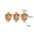 7mm gold stainless steel butterfly pendant with pink crystal wings for DIY jewelry - Butterfly Connector / Pink-Gold