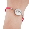 Rosarotes Samtarmband mit einer 20mm runden silbernen Anhängerbasis für DIY-Schmuck - 20mm Tablett / Wassermelonenrot