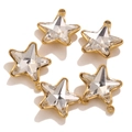 Set di cinque ciondoli a stella in acciaio inossidabile dorato con cristalli sfaccettati - Grande-Bianco