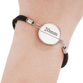 DIY Armband mit schwarzer Kordel und 20mm silberner Edelstahl-Lünetten-Fassung - 20mm Tablett / Schwarz