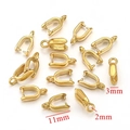 Polished gold stainless steel pinch bails for DIY jewelry, 11mm size pendant connector - Double Pointed Buckle Style (1826-5) / Gold