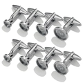 Dettaglio di 8 basi tonde per gemelli in acciaio inossidabile argento per gioielli fai da te - Interno 8mm / Lathe Tray Style