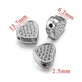 Perle de cœur en acier inoxydable avec strass pour bijoux DIY, taille 13,7x6,2 mm - Coeur-Acier